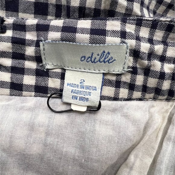 Odille Anthropologie Women’s Blue & cream Plaid Pleated Flared Skirt 2 - Picture 9 of 11